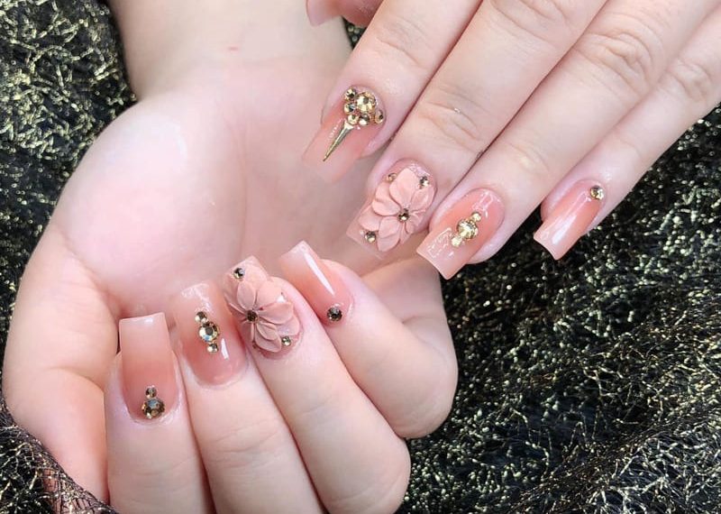 Click coi kiểu vẽ khuôn mẫu nail hoa nổi xinh xinh  KellyPang Nail